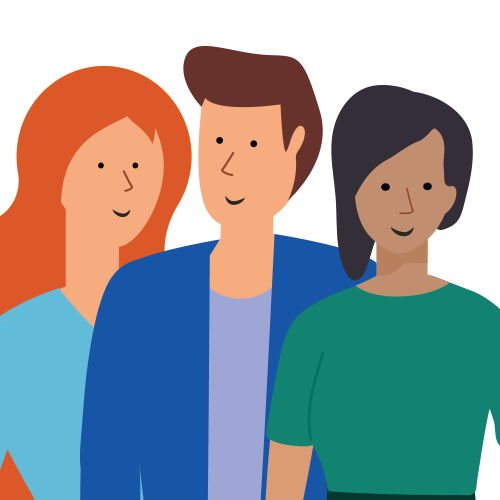 Illustration of three educators standing side by side.