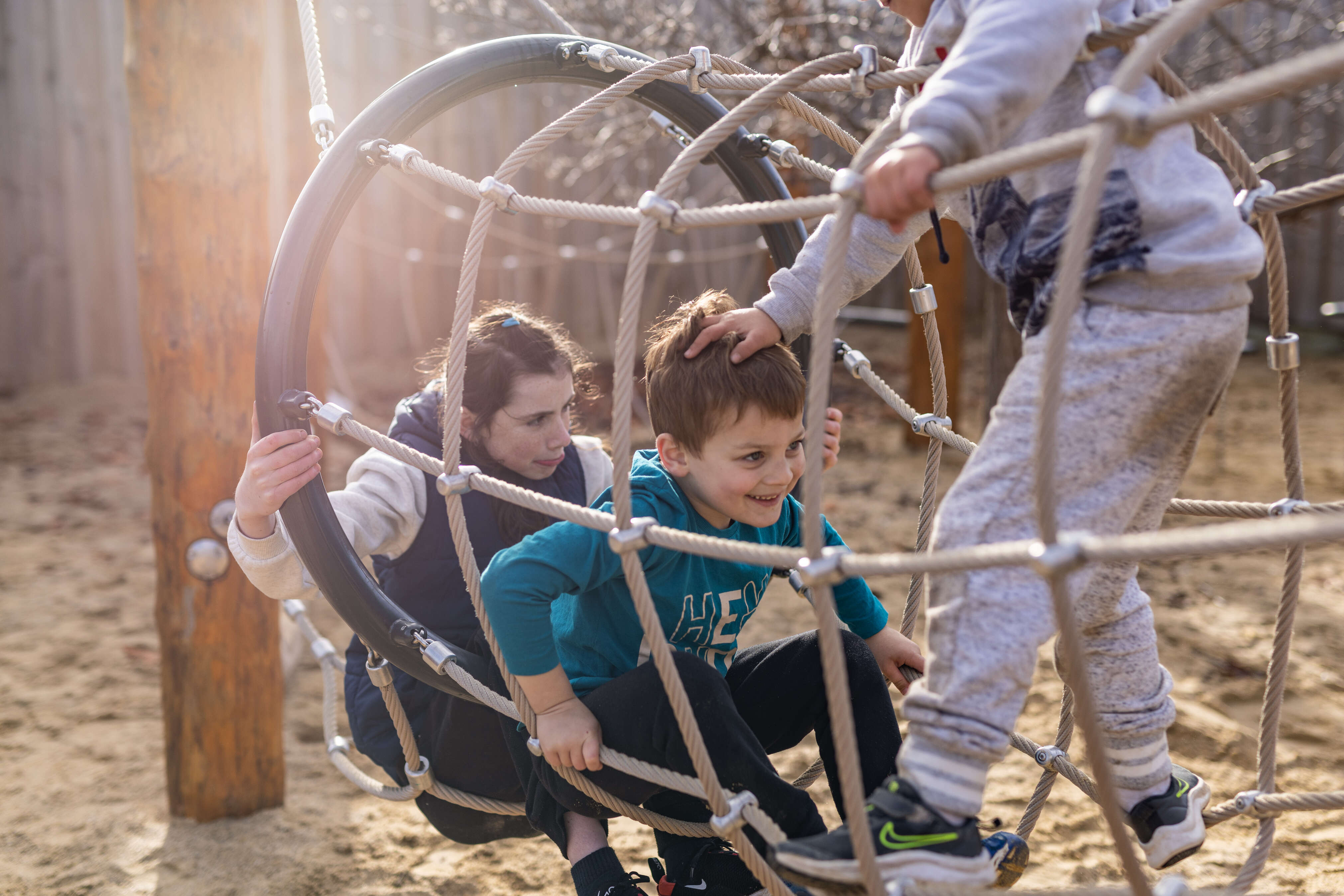 Children play outside