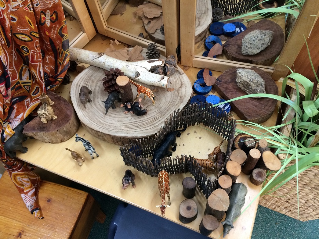 A display with animals in a school 