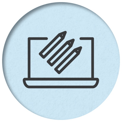 Educators icon depicting a laptop and pencils