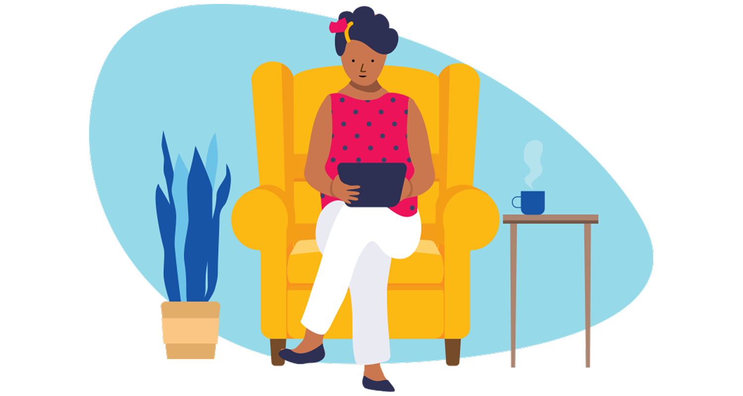 Woman holding a tablet