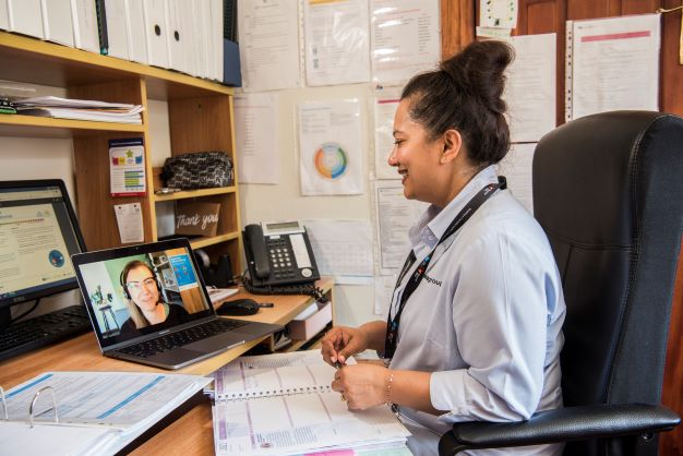 Two adults on a video call